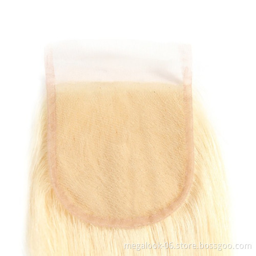 Megalook Hair Discounts 22 Inch Peruvian Three Part Virgin Cuticle Aligned Straight Human Hair 613 Color Lace Closure